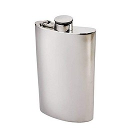 Plain Polished Pewter Hip Flask with Captive Top in 3 Size Options and Engraving Available (8 Ounce Capacity)