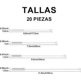 20 Piezas Extra Largos Cepillo para Popotes de Acero Inoxidable y Silicona, 17.5cm-30cm Cepillo para Pajitas, Limpia Pipas para Manualidades para Limpiar Acuario, Tubos de Ensayo, Joyas