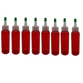Natural Farms 2 oz Red Cosmo BPA FREE - Cosmo Bottles - 8 Pack Empty Refillable Containers - Essential Oils - Hair | Natural Yorker Cap with green tip - Made in the USA