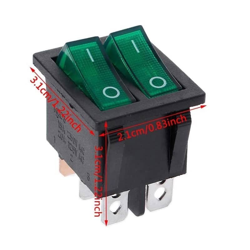 CABLEPELADO SPST 6 Pin Rocker Switch 6 Terminals 16A 250VAC