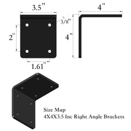 Beam Bracket, 4" X 4" X 3.5” Heavy Duty Corner Bracket. Fireplace Mantel Brackets Made of Premium Heavy Duty Alloy Steel. Corner Steel