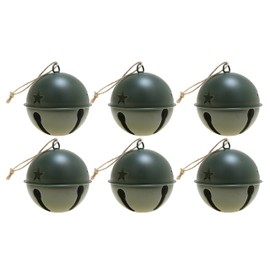 Jingle Bell Ornaments, 3.35-inch Diameter, 6-Pack (Green)