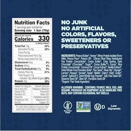 Perfect Bar Protein + Prebiotics Chocolate Peanut Butter Protein Bar, 20g Protein, Grass-Fed Whey, 6g Fiber With 3g Prebiotics, Gluten-Free, Non-GMO, 2.4 Ounce Bar, 7 Count