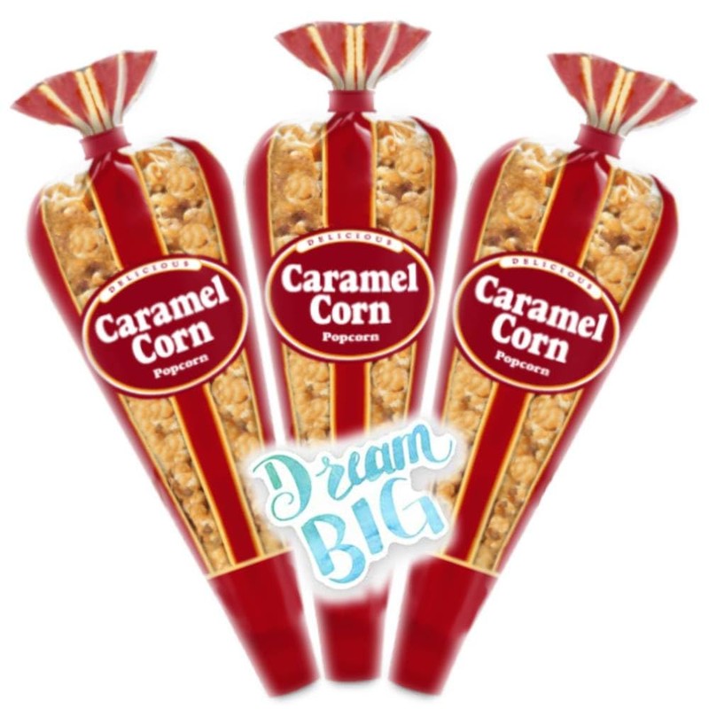 Gourmet Popcorn - 3 Caramel Corn Mini Cones & Exclusive