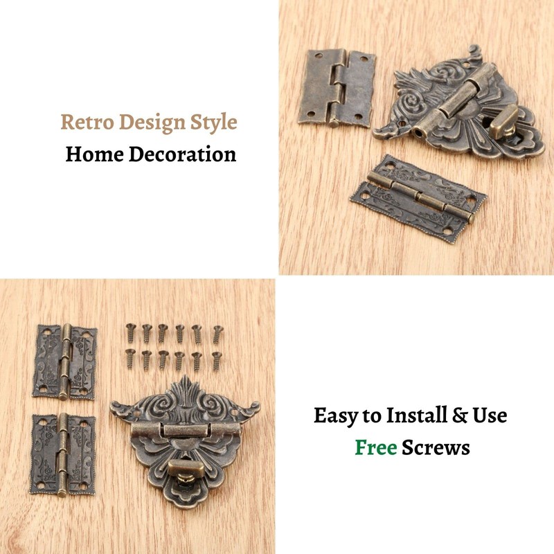 2PCS Antique Folding Hinges with Screws Hinge & 1 PCs