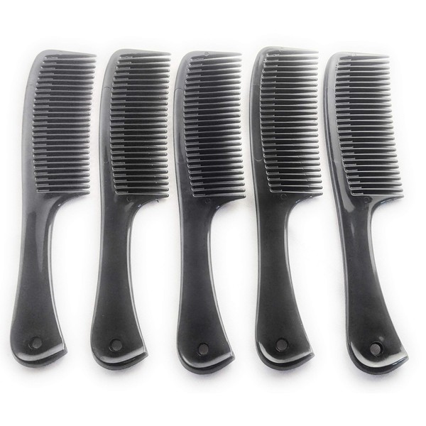 G.B.S Plastic Hair Combs- Hair, Beard, Comb, Hairdressing Combs for All Hair Types, Care Handgrip Comb, All Fine Combs for Women and Men Daily Base Hair Styling Combs Pack of 5 (Black)