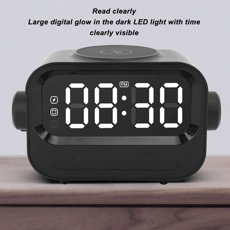 3 in 1 Digital Alarm Clock LED Display 15W 2