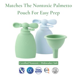 Lowcountry Littles Nontoxic Silicone Funnel - Premium Food Grade - BPA & PFAS Free - Perfect for Baby Food Pouches & Breastmilk Transfer - Easy to Clean and Dishwasher Safe - Blue