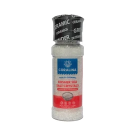 Coralina Kosher Sea Salt – Pure Evaporated Seawater, Kosher Certified. Ideal for Meats & Veggies. Slow-Dissolving. Refillable Ceramic Grinder. Gluten-Free.