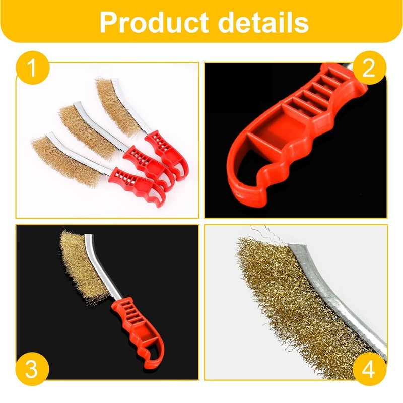 MEMOFYND 3-Piece Handle Wire Brush, 2-Piece Sponge Wire Brush, Multi-Function