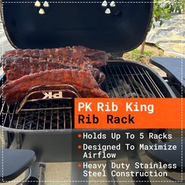 PK Grills Stainless Steel BBQ Rib Rack for Smoking, Grilling, & Roasting, Barbecue Grilling Accessories, PKUA-RR-SS