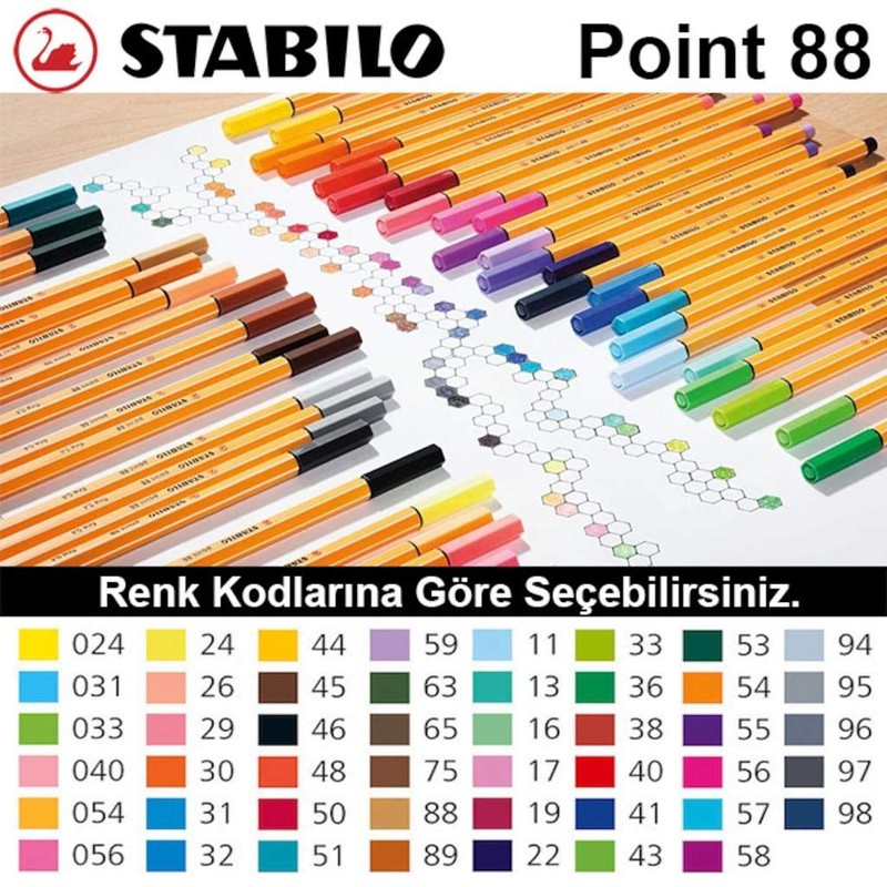 Stabilo Point 88-0.4mm Fineliner - Box of 10 Pens -