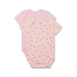 Sanetta Baby Bodysuit Short Sleeve (Double Pack) Beige | High-Quality and Sustainable Unisex Bodysuit Made of Organic Cotton Contents: Set of 2 Baby Bodysuit, pink