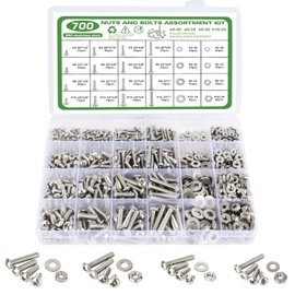 700Pcs Nuts and Bolts Assortment Kit - #4-40#6-32#8-32#10-24 Phillips Pan Head Machine Screw Assortment Kit Stainless Steel Bolts, Nuts and Flat Washers with Case for Repair and DIY Projects