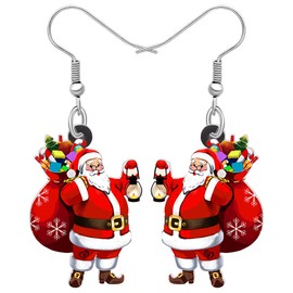 RAIDIN Acrylic Cute Christmas Santa Earrings Gifts for Women Girls Children Holiday Hypoallergenic Dangle Drop Earrings Jewellery for Festival Party Decorations, Acrylic, No Gemstone