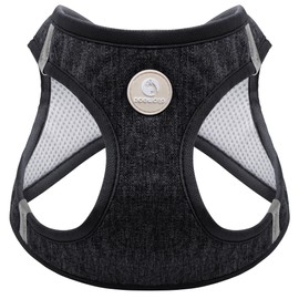 DOGWONG Dog Harness - Cotton Hemp Mesh Step in Vest Harness Black GOG Harness for Small and Medium Dogs