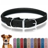 OOPSDOGGY Rolled Leather Dog Collar Reflective Roll Collars for Small