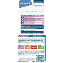 sanotact Laktase Direkt 4,500 Mini Tablets - Pack of 100 | For Lactose Intolerance | Instant Effect | Can Be Taken Without Water | Practical Click Dispenser