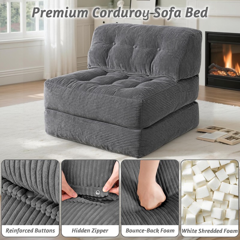 HABUTWAY Folding Sofa Bed,3-in-1 Convertible Sleeper Chair Bed w/Pillow