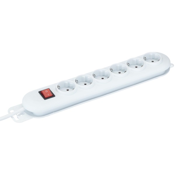 UNITEC White Line Power Strip 6-Way with Switch