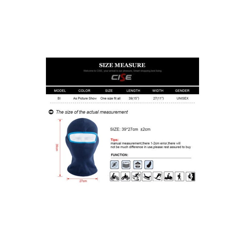 Unbranded Winter Windproof Fleece Ski Full Face Mask Neck Warm