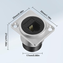 XMSJSIY D-Type RJ11 Panel Mount Phone Connector CAT3 Pass Through Adapter Female to Female Telephone Line Socket RJ11 CAT3 Module for Phone and Modem - 2PCS