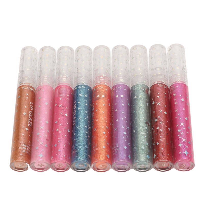 9pcs 0.1oz Women Girls Glitter Lip Gloss Set Moisturizing Lustrous