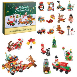 Christmas Building Blocks Advent Calendar 2024 Kids Toys Advent Calendar 2024 Christmas Countdown Calendar Blocks Set, Xmas Santa Blocks Advent Calendar Gifts for Kids Girls Boys 5-13 Year Old