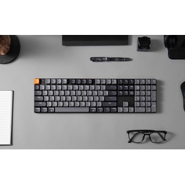 Keychron K5 QMK Ultra-Slim Full Size Layout Wireless Mechanical Gaming Keyboard, 104 Keys with Red Switch, White LED Backlight Rechargeable Wired Bluetooth Keyboard for Mac/Windows, Version 2