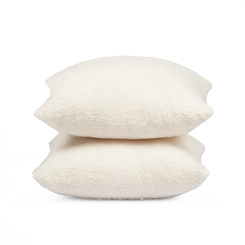 Highams 2 x Boucle Teddy Fleece Cushion Covers Fluffy Warm
