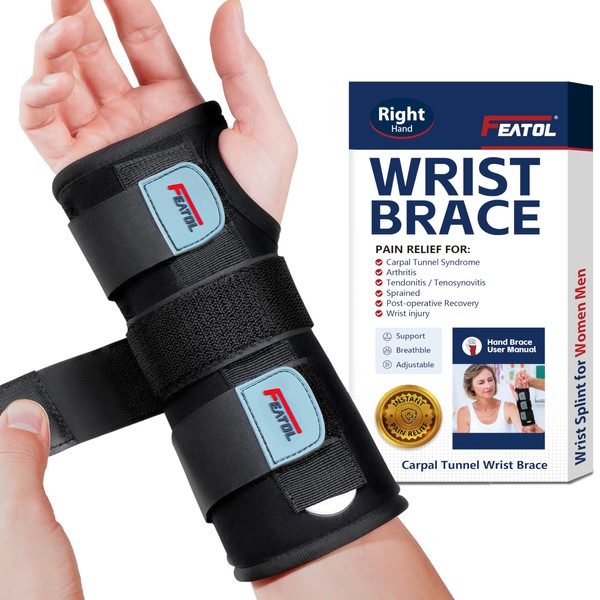 FEATOL Wrist Brace, FSA HSA Eligible Hand Brace, Carpal Tunnel