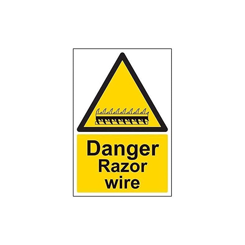 V Safety 63007AU-R2 Danger Razor Wire Sign - Portrait -