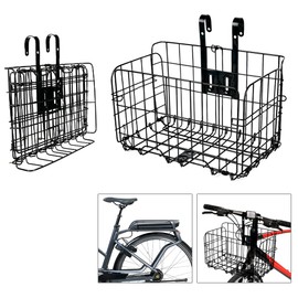 Flintronic Front Basket, Bicycle Basket Rear, Foldable & Detachable Metal Mesh Quick Release, Multi-Purpose for Most Bikes
