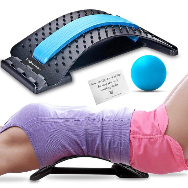 original nodr'e Back Stretcher, Lumbar Back Cracker Board for Back Pain Relief Backright Aligner Lower Back Stretching Device Spine Board for Sciatica, Comes with Instructions & Massage Ball