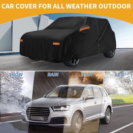 Partuto Car Cover Waterproof All Weather Sun Rain Protection Full Exterior Cover for Kia Soul Black with Left Side Zippers