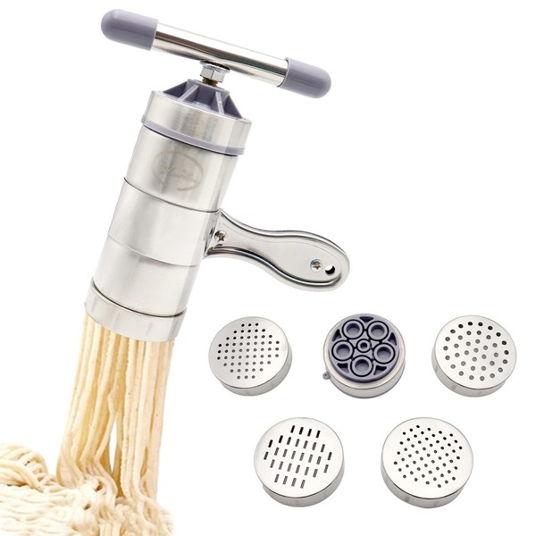 Manual Pasta Press, 5 Shapes Fresh Pasta Spaghetti Machine Tagliatelle