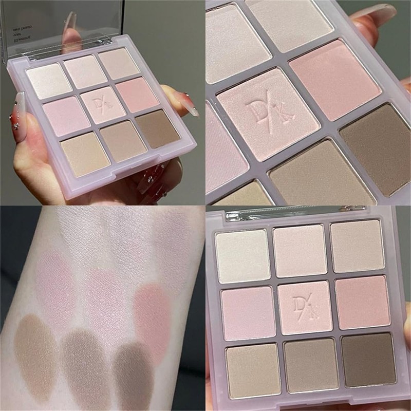 9-Color Glitter & Pastel Eyeshadow Palette - Long-Lasting, Creamy, Waterproof,