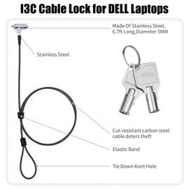 I3C Laptop Lock for N17 Dell Laptop, Keyed Laptop Cable Lock, 6.7ft Hardware Security Cable Lock Anti Theft