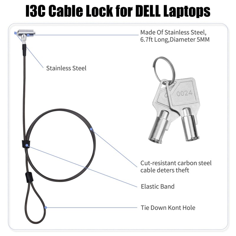 I3C Laptop Lock for N17 Dell Laptop, Keyed Laptop Cable