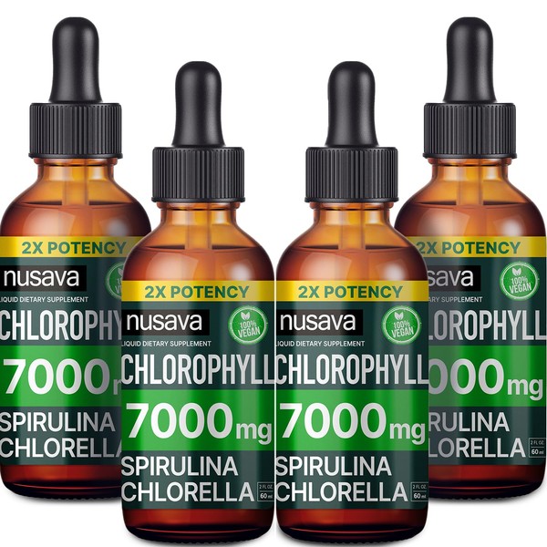 (4 Pack) 4-in-1 Vegan Chlorophyll Liquid Drops 7000mg for Immune