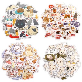 182 Pcs Cat Stickers for Scrapbooking, Small Cat Journaling Stickers, 4 Series Mini Cat Scrapbook Stickers for Travel Case, Laptop, Planners, Calendars, Suitcase, Notebooks (4 Pack)