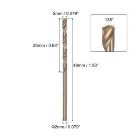 sourcing map 12pcs Jobber Drill Bits 2mm (0.079") Black Nitride & Gold Titanium Coated M2 High Speed Steel (HSS) Twist Drill Bits for Stainless Steel Aluminum Alloy Metal