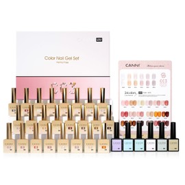 CANNI- Juego de esmaltes de uñas en gel CC3 con carta de colores, 30 piezas de esmaltes en gel rosa gelatinoso, color nude y marrón gelatinoso de...  