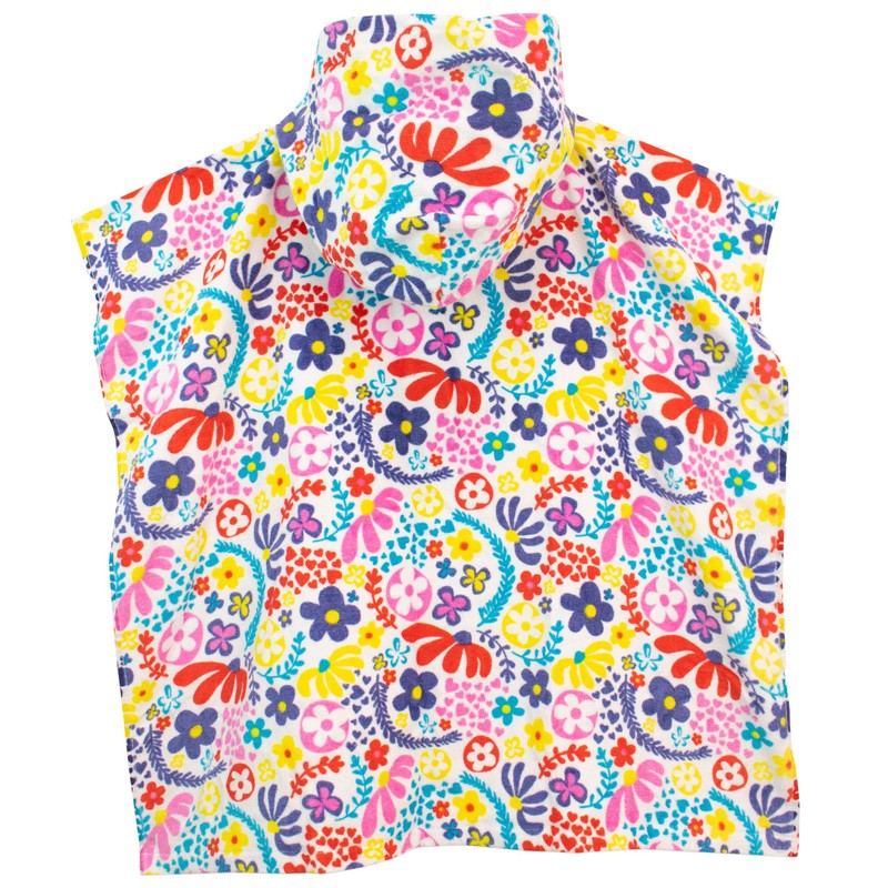 Harry Bear Girls Towel Poncho Floral Multicolour One Size