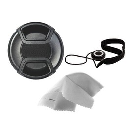 Olympus TG-5 Lens Cap Center Pinch (40.5mm) + Filter Ring Adapter + Lens Cap Keeper + Nw Direct Microfiber Cleaning Cloth.