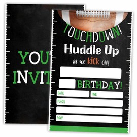 AWSICE Sports Birthday Party Invitations, Football Invite Cards (20-Pack) with Envelopes, Rugby Style Birthday Party Supplies Decorations(4"x6")-C07