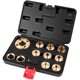 11Pcs Brass Router Bushing Guide Set, Router Template Guide with Lock Nut Adapter, Compatible with Porter Cable Style Router Sub-Bases, for Dovetailing, Cut Out Work & Woodworking Router Accessories