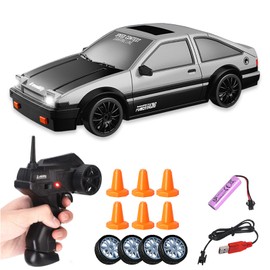 Siereolly RC Drift Car 1:24 Remote Controlled Car 2.4 GHz Toy Car 15 km/h 4WD Remote Controlled Racing Car with Work Lights Gift for Adults Children