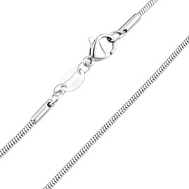 KENYG Delicate S925 Silver 16" 18" 20" 22'' 24" 26'' 28" 30" Inch 1.0mm Thick Snake Chain Choker Necklace Jewellery (20.0 Inches)