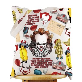 G2TUP Horror Clown Tote Bag Horror Movie Lover Gift Welcome To Derry Clown Shoulder Bag Horror Movie Theme Merch, Every Nightmare Tg, Medium